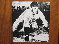 EDDIE  MILLER (Died  in  1997) Reds  Signed  7 1/2" x 8"  Black and White  Photo