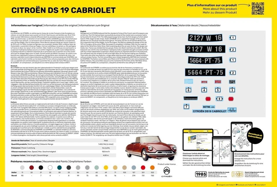 Modello Citroën DS 19 Cabriolet 1/16 - Kit Di Avvio Heller 56796 - Immagine 3 di 3