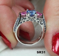 2.09Ct Baby Pink cz  Aquamarine Engagement 925 Silver Promise Ring