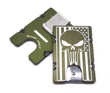 American Flag Punisher Aluminum Wallet/Credit Holder, RFID protection, Green 