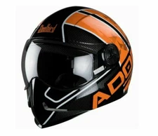 Adonis Majestic Glossy Black & Orange Full Face Helmet Smoke Visor S 560mm @US