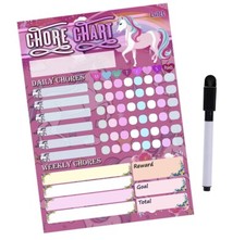 Unicorn Chore Chart for Kids, Reward Chart for Girls Boys, Stick To Any Surface