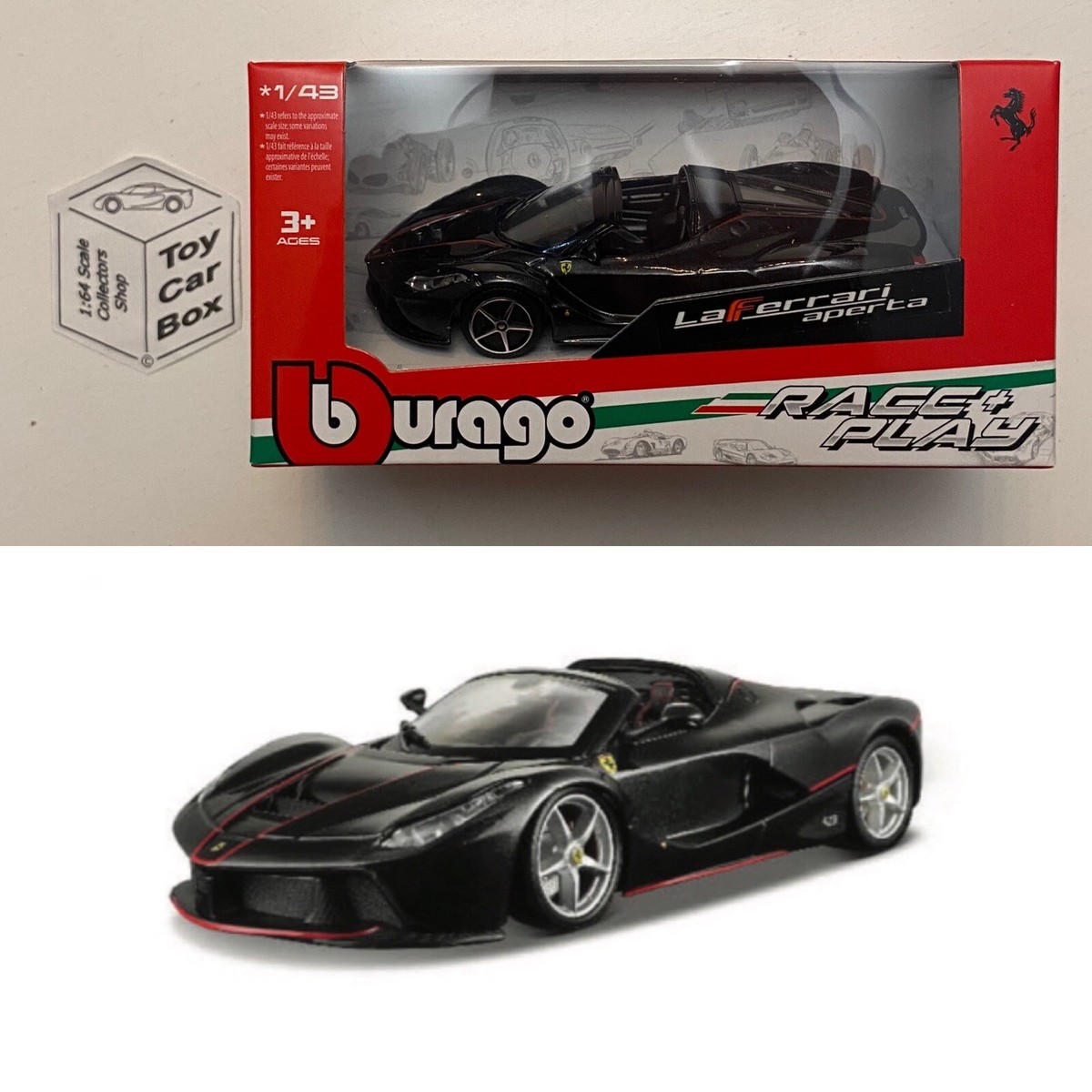 BBURAGO 1/43 Ferrari LaFerrari Aperta (Black Race Play Boxed) H75