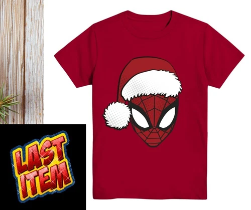 Marvel SPIDERMAN Red Santa T-shirt Boys Size M 8 Spidey NEW - Picture 7 of 14