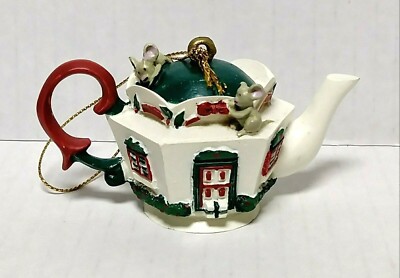 1989 Enesco Tea For Two Mouse Teacup Ornament 1st in Tiny Tea Pot Series