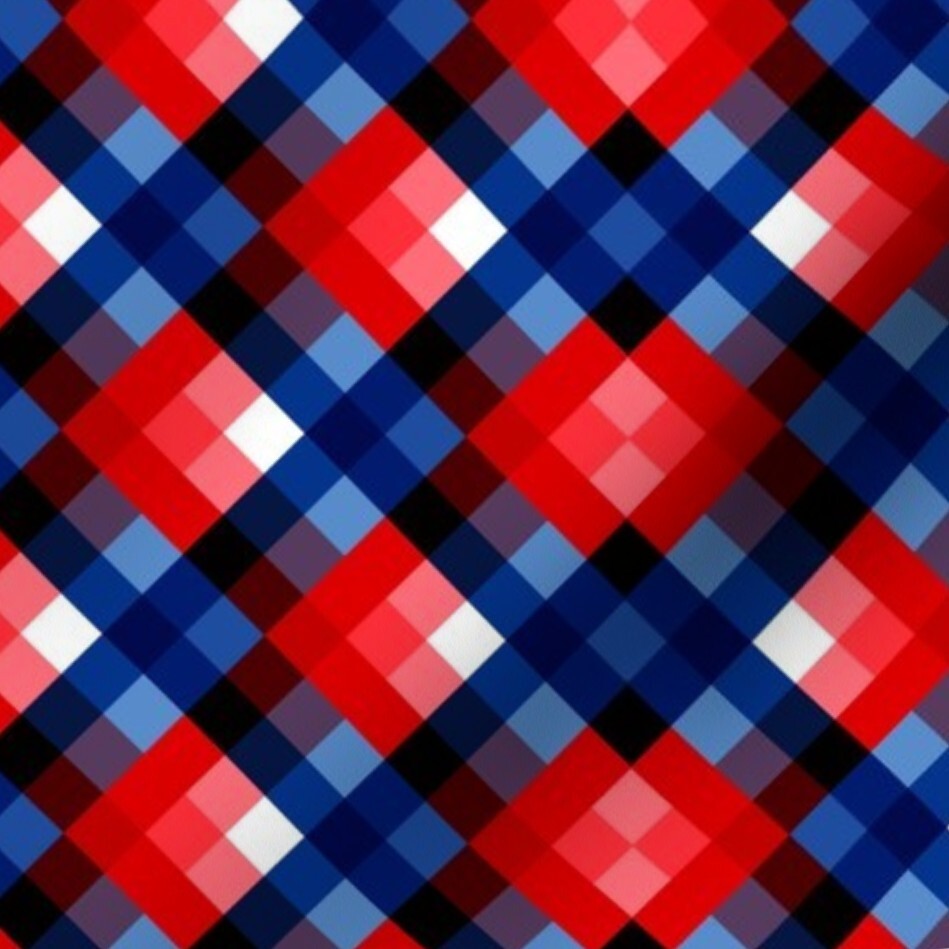 Red White Blue Stripes Plaid 4th of July Summer Spoonflower Fabric by