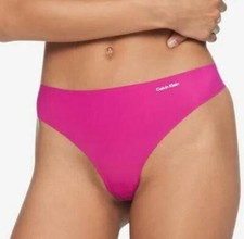 Calvin Klein Women's Invisibles Thong Panty, Pink Fushia Small