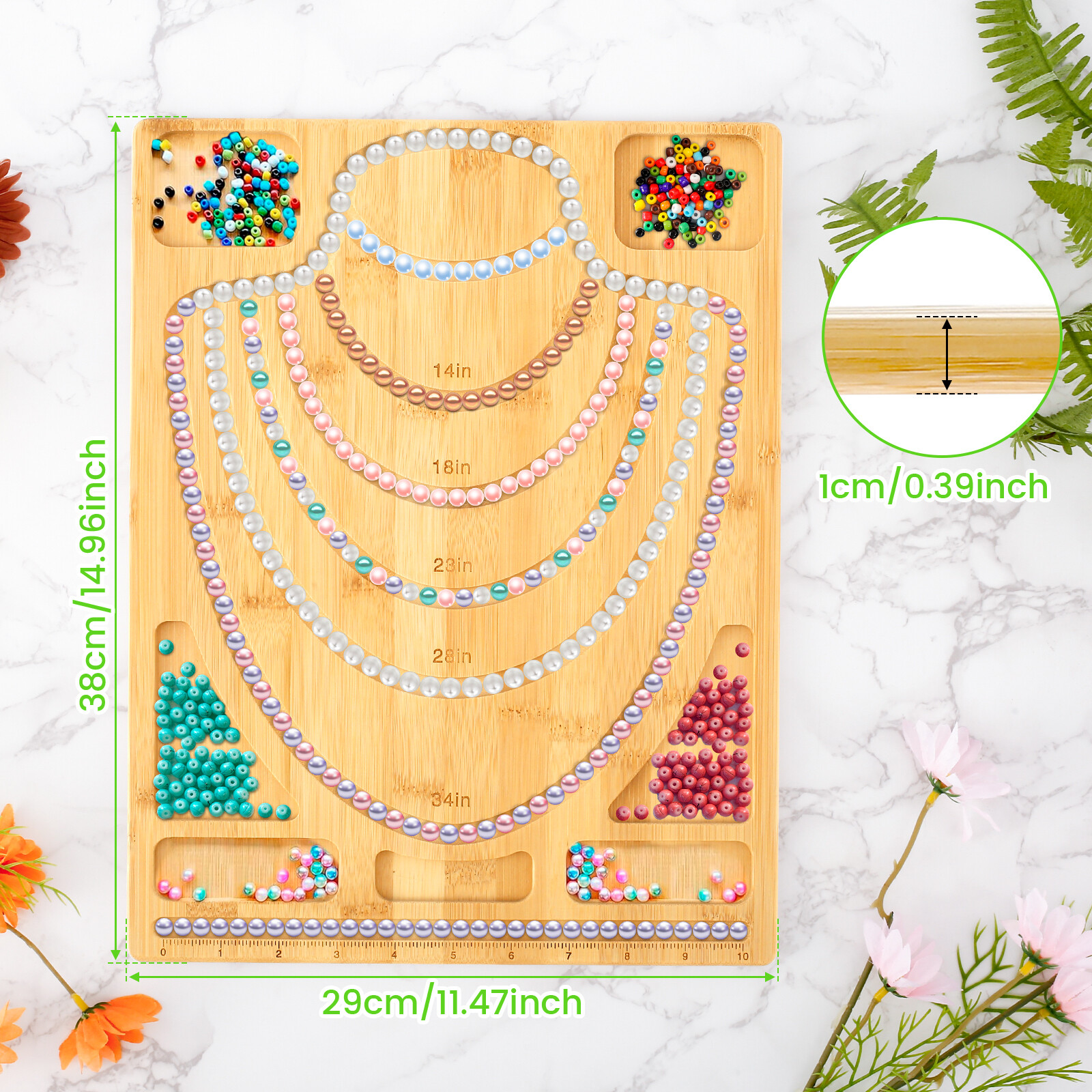 Bead Board for Jewelry Making Bamboo Beading Board Sturdy Jewelry