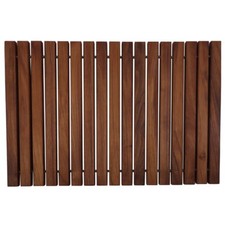 Nordic Teak Oiled Teak Wood Shower and Bath String Mat with Rubber Feet