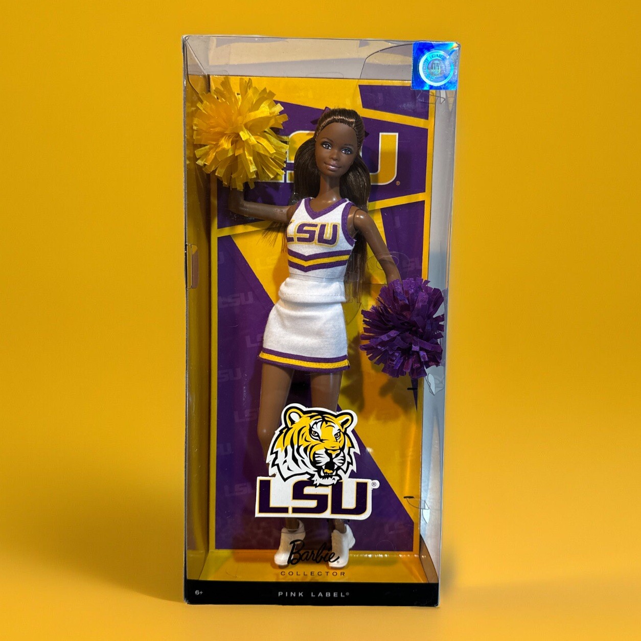 LSU Barbie African-American Collector Pink Label Cheerleader Doll Mattel W3458🟡