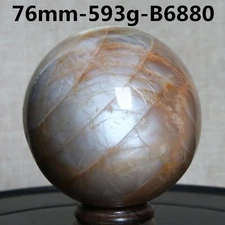 B6880-76mm-593g Natural Orange Moonstone Energy Ball Sphere Healing Crystal