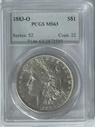 1883-O   Morgan Silver Dollar - PCGS MS63 - 90% Silver - ASW 0.7734 oz