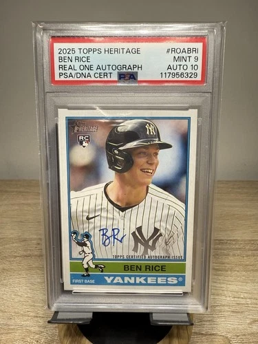2025 Topps Heritage Ben Rice Real One Autograph Rookie PSA 9 AUTO 10