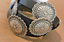 Thick  Heavy 10 ozt. Navajo CONCHO BELT buckle Sterling Silver w/New Leather 