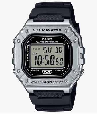 CASIO Herren-Digitaluhr Schwarz/Stahlfarben W-218HM-7AVEF
