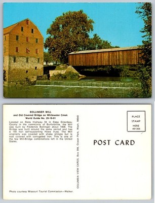 Bollinger Mill Covered Bridge Burfordville MO Whitewater Creek Postcard