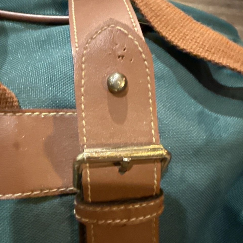 Vintage Ralph Lauren Polo Green Canvas Travel Bag Large Rolling Duffle wheels - Image 4 of 4