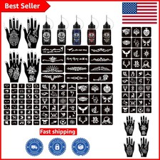 DIY Henna Tattoo Kit: 5 Colors, 96 Stencils Ideal for Parties Festivals