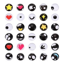 100Pcs 16 mm Glass Cabochon Eyes, Blue/Black/White/Yellow/Red 217 