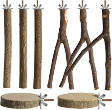 8 Pack 9 Inch Natural Wood Bird Perches for Cage, Wooden Parrot Stand Platforms,