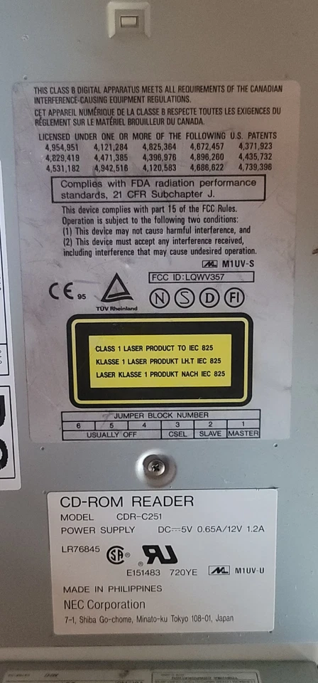 NEC CDR-C251 ATAPI IDE 5.25 in Internal CD-ROM Reader 96 Retro Vintage PC Drive - Image 2 of 4