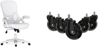 Porter High-Back Office Chair with 5 Clear Replacement Wheels Bundle