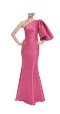 BADGLEY MISCHKA One Shoulder Balloon Sleeve Gown