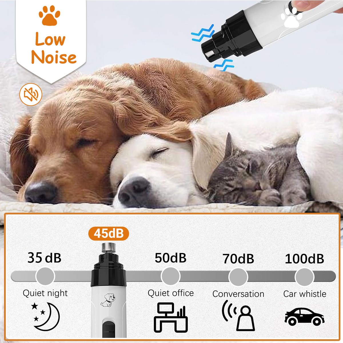 Electric Dog Nail Grinder Portable Pet Cat Trimmer Files Grooming Clipper Cutter