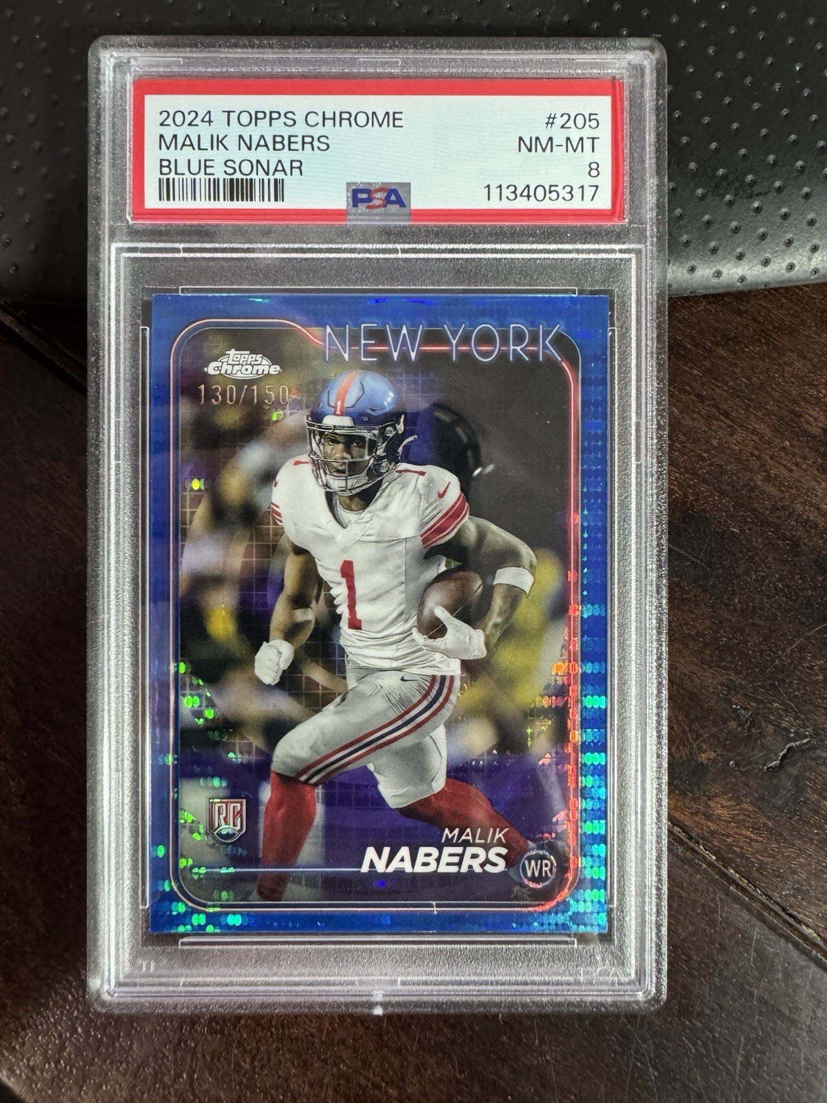 2024 Topps Chrome ROOKIE #205 Malik Nabers RC Blue Sonar Refractor #130/150