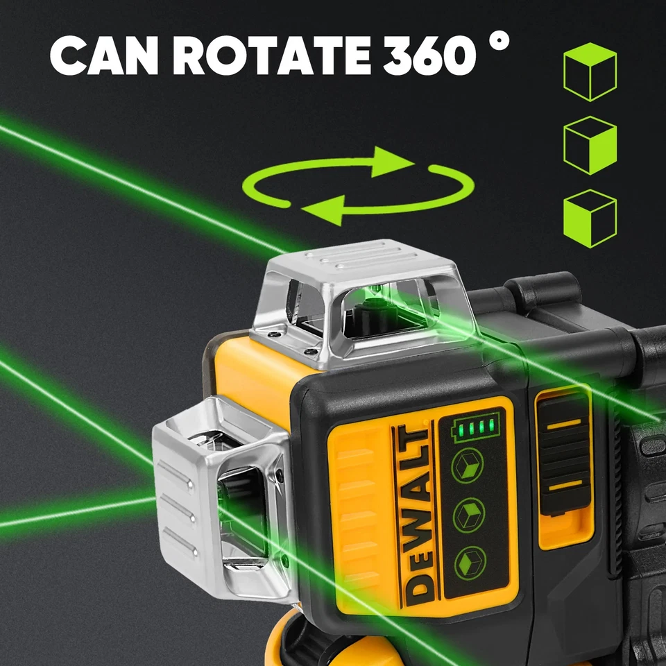 DeWalt DW089LG 12V Green Line 3 x 360 Laser Level Laser Tool rechargeabl battery - Image 2 of 4