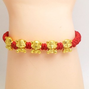 Authentic Lucky Red Rope Bracelet Zodiac Gold Plated Tiger Pendant Hand Knotted Bracelet