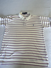 Vintage Polo Ralph Lauren Men's Striped Polo Shirt w/ Pink Blue Stripes Large