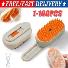 Cat& Dog Steam Brush 3-in-1 Pet Hair Remover Cleaner & Massager for All Pets LOT
