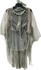 107 Ghost Dress w/ Cobweb Chain Dance Costume Large Child Hood Removed