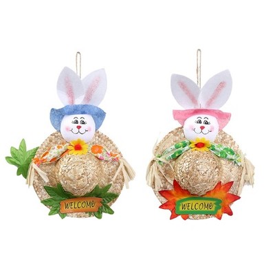 Happy Easter Party Straw Hat Rabbit Door Hanging Wreath Home Wall Decorations