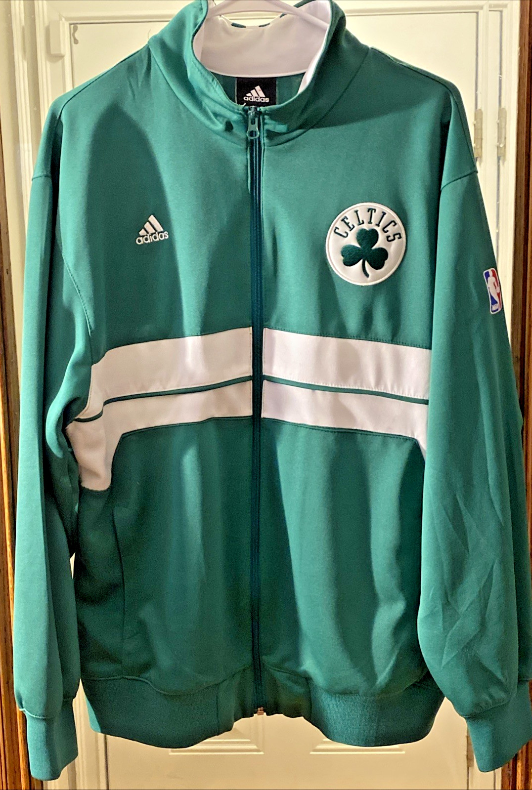 Adidas NBA Boston Celtics Track Jacket Green White Men's Size L