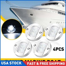 4x Round Marine Boat Navigation Lights LED Deck Stern Transom Anchor Light White