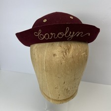 Vintage Red Felt Novelty Bucket Hat Flip Brim Size M Wool Blend Carolyn