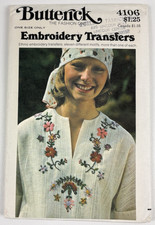 Butterick 4106 11 Ethnic Embroidery Transfers Pattern UC FF NIP VTG OOP 1970s