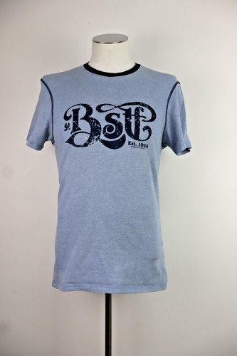 Belstaff, Belstaff Men T-Shirt Size M Vintage Cotton Short Sleeve Logo Print Italy Blue