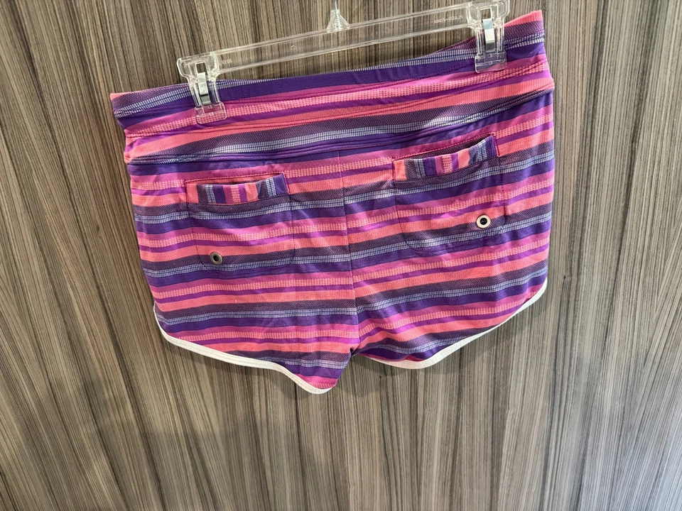 Pantalón Corto de Natación Athleta Para Mujer Rosa Multicolor Rayas Tirar con Cordón Talla M Foto 2 de 4