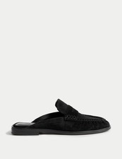 Marks & Spencer Womens Black Suede Mule Shoes - M&S