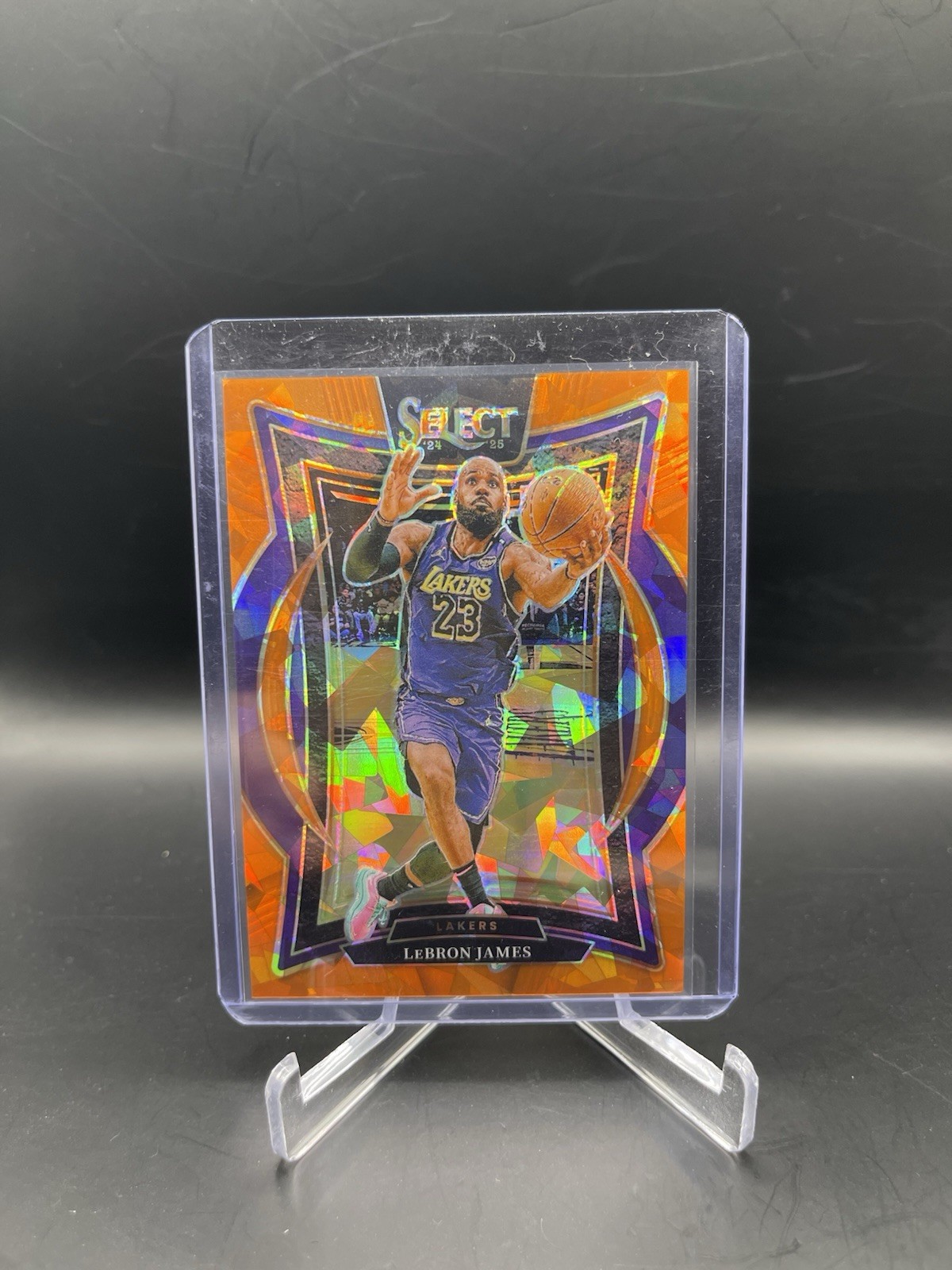 2024-25 Panini Select Lebron James #54 Concourse Orange Cracked Ice Prizm /275
