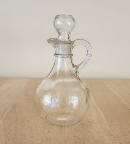 Vintage Anchor Hocking Glass Cruet & Stopper Oil & Vinegar Decanter 6 1/2"