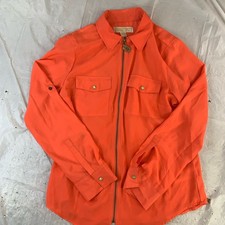 Michael Kors Blouse Womens M  Orange Zip Fron...