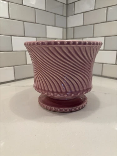 Vtg McCoy USA Pottery Planter Dusty Rose Mauve Swirl Jardiniere No Chips Cracks