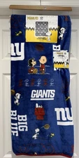 NY GIANTS SNOOPY FOOTBALL NFL THROW BLANKET SUPER SOFT PLUSH BIG BLUE 60x70 NWT