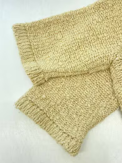 PRADA Boucle Cardigan with Gold Embossed Buttons/ Size 44/ Silk/ Beige/ P25L72 thumbnail 6