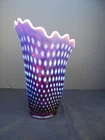 Rare Fenton Plum Opalescent Hobnail Swung Glass Vase PERFECT 10 1/2" Orig. Label