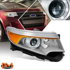 For 11-14 Ford Edge OE Style Passenger Side HID Projector Chrome/Amber Headlight